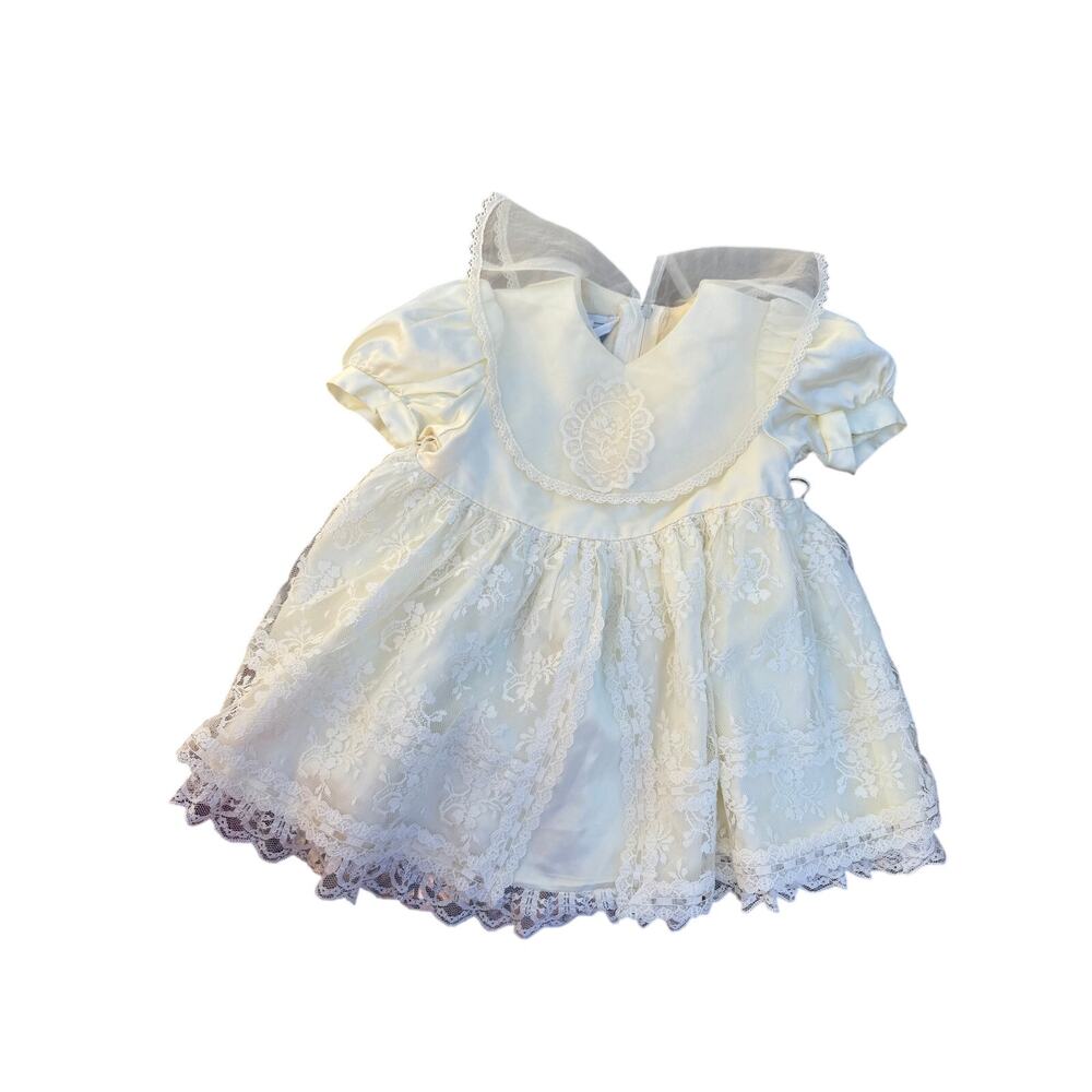 Vintage Jessica McClintock Gunne Sax Toddler Dress 2T Cream Lace AS IS